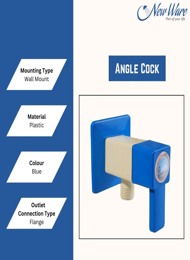 NEW WARE PVC Angle Cock with Wall Flange - Square Blue Plastic Valve for Bathroom, Wash Basins, Kitchen Sink - Angular Stop Cock for Hot and Cold Water - Image 5